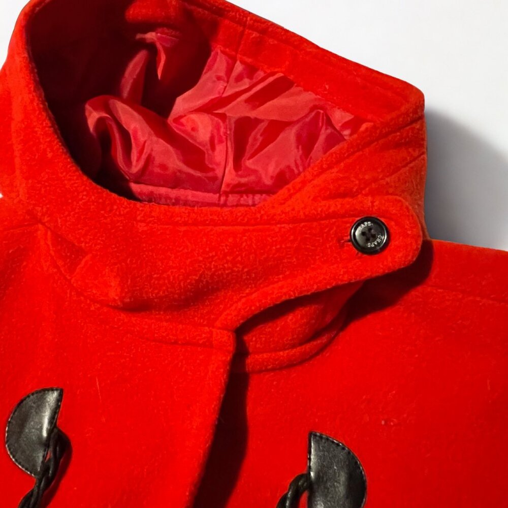 Chaps Button Down Mid-length red wool coat with a… - image 3